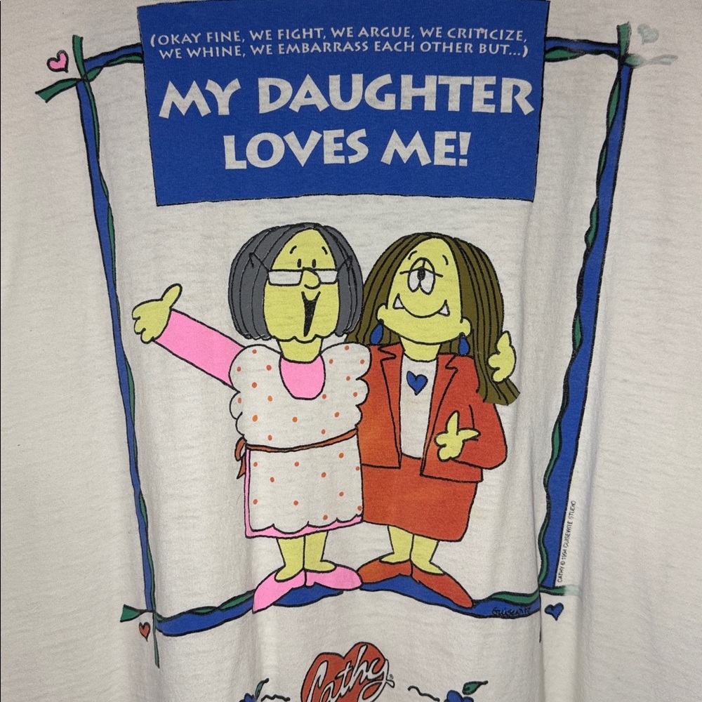 Vintage Cathy Guisewite Daughter Love T-Shirt / 1994 / XL / 2X / Single Stitch - Picture 3 of 10